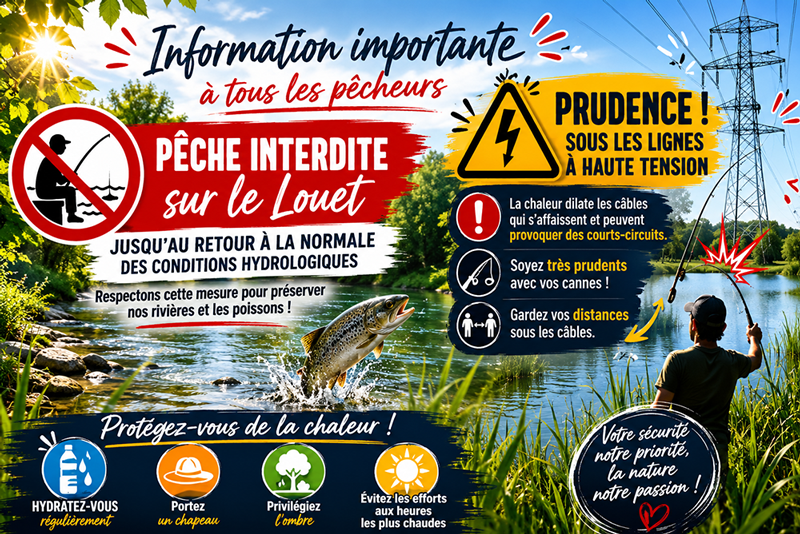 ⚠️ Interdiction temporaire de la pêche sur le Louet